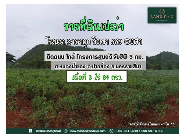#ขายที่ดินเขาใหญ่ติดถนนปากช่อง-หนองน้ำแดง #ใกล้BaanI-arunresort #ห่างถนนทางหลวงหมายเลข7165เพียง800เมตร