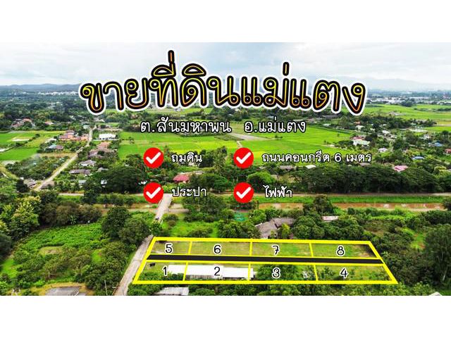 ขายที่ดินอำเภอแม่แตง ใกล้ตลาดแม่มาลัย