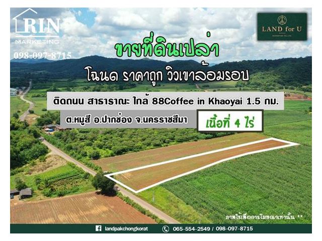 ขายที่ดินเขาใหญ่ #ที่ดินติดถนนเส้นบุ่งเตย-บ้านสระน้ำใส #ล้อมรอบด้วยธรรมชาติมองเห็นวิวเขาชัดเจน #ใกล้TheMemoryKhaoYai400เ