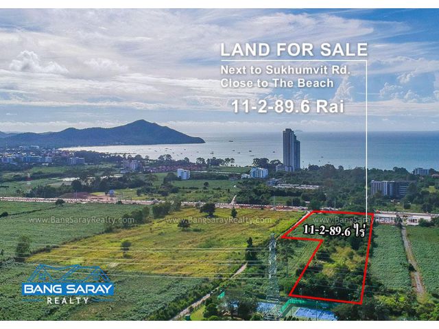 ขายที่ดิน 11 ไร่ 289 ตรว. ติดถนนสุขุมวิท บางเสร่ - สัตหีบ