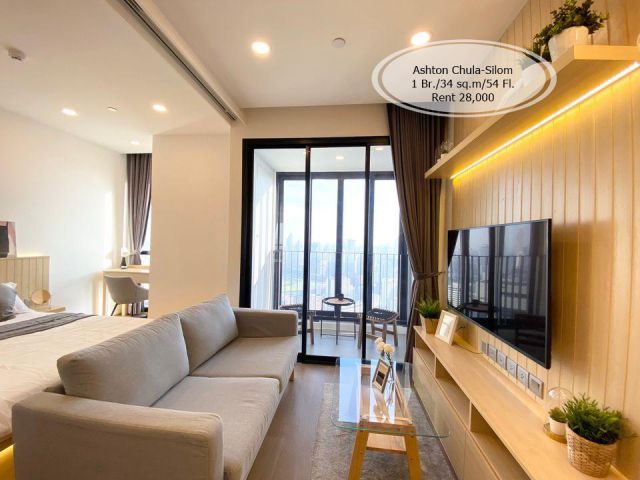 เช่า- Asthon จุฬา-สีลม/ 1 นอน/ 34 ตรม. /ชั้น 54 /ใกล้ MRT สามย่าน/ เช่า 28,000