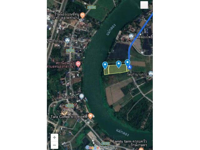 ขายที่ดิน 10-2-25 ไร่ ติดแม่น้ำแม่กลองประมาณ 70 เมตร  ติดถนนลาดยางประมาณ 66 เมตร ต้นไม้ใหญ่เยอะมาก ราคาไร่ละ 3.5 ล้าน