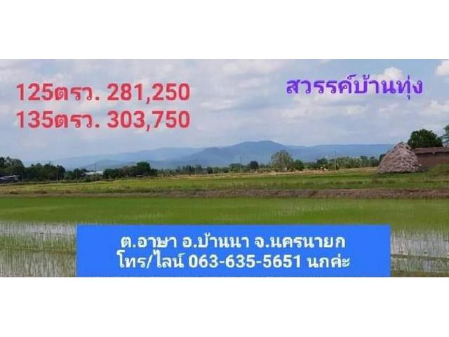 ขายที่นาวิวเขาแปลงเล็ก ต.อาษา อ.บ้านนา จ.นครนายก