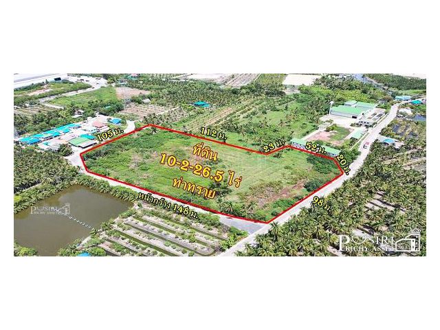 ที่สวย 10 ไร่เศษ หน้ากว้าง 148 ม. ติดถนน 3 ด้าน รถเทรลเลอร์ลุยสบาย