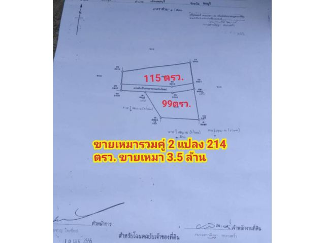 ด่วนถูกร้อนเงินที่ดินใกล้หาดวอนนภา 214ตรว. เหมา3.5 ล้าน ต.แสนสุข อ.เมือง จ.ชลบุรี