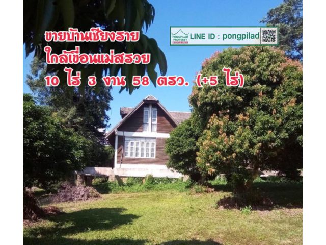 > ขายบ้านเชียงราย ใกล้เขื่อนแม่สรวย ในโครงการจัดสรร โฉนด 10 ไร่ 3 งาน 58 ตรว.(+5 ไร่)
