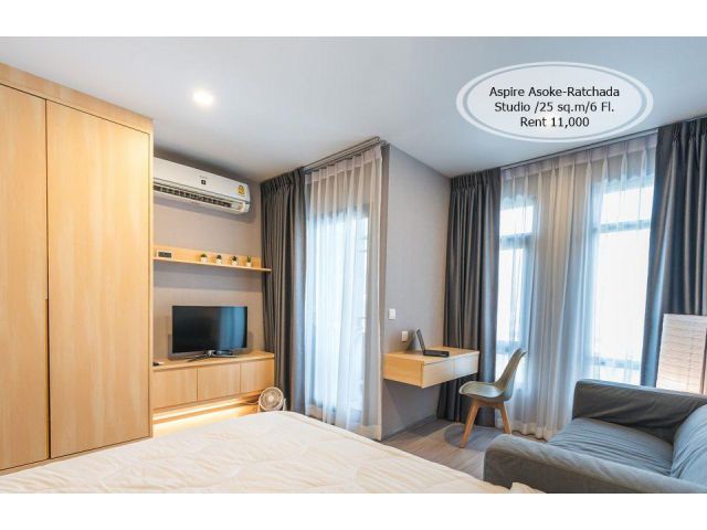 เช่า- Aspire Asoke-Ratchada /Studio/ 25 ตร.ม. /ชั้น 6 ใกล้ MRT พระราม 9 เช่า 11,000