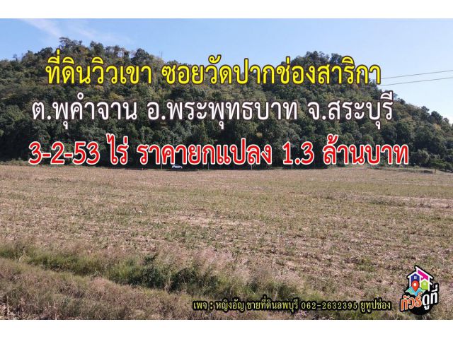 ขายที่ดินใกล้วิวเขา ซอย7สาย4ซ้าย ซอยข้างวัดช่องสาริกานอก        ต.พุคำจาน อ.พระพุทธบาท จ.สระบุรี