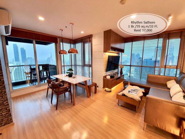 เช่า- Rhythm Sathorn /1 ห้องนอน/ 55 ตร.ม. /ชั้น 32 ใกล้ BTS สะพานตากสิน เช่า 37,000