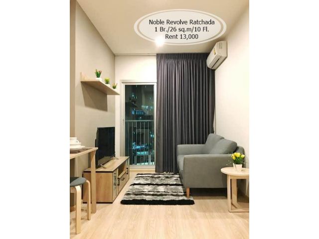 เช่า Noble Revolve Ratchada /1 ห้องนอน/ 26 ตร.ม. /ชั้น 10 ใกล้ MRT ศูนย์วัฒนธรรม เช่า 13,000