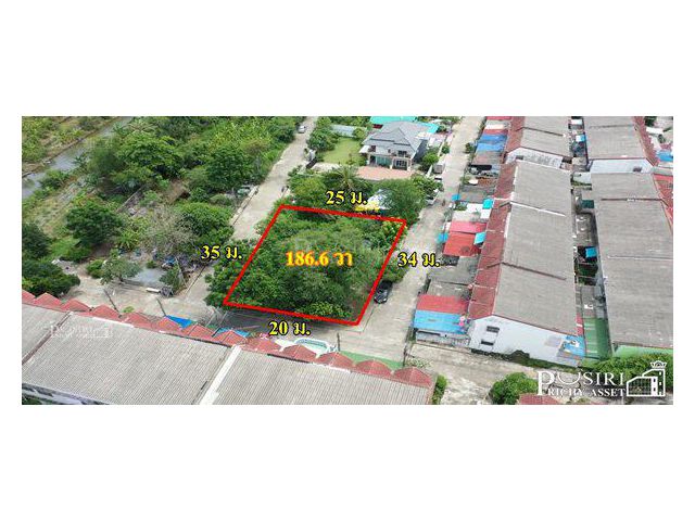 ที่สวยเหมาะ ปลูกบ้าน/โกดังขนาดเล็ก 186.6 วา สะดวกติดถนน 3 ด้าน ในซอยค่ายกำแพงเพชร ใกล้เศรษฐกิจ และ พุทธสาคร