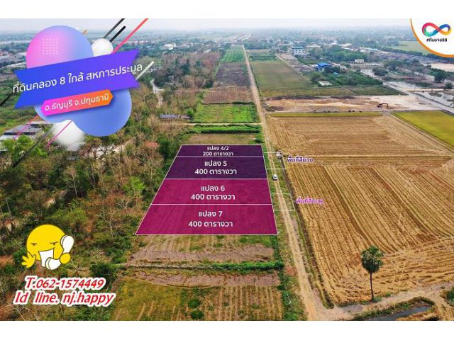 ที่ดินคลองแปดพื้นที่สีม่วงและชมพูสดผ่อนได้ T.062-1574449
