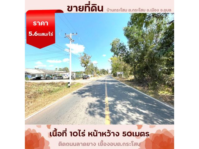 ขายที่ดิน 10ไร่ ติดถนนลาดยาง เยื้องอบต.กระโสบ