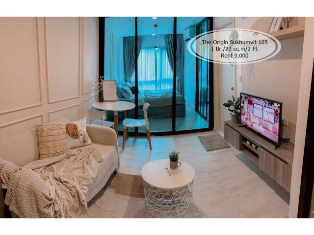 เช่า- The Origin Sukhumvit 105/1 ห้องนอน/ 27 ตร.ม. /ชั้น 2 ใกล้ BTS แบริ่ง เช่า 9,000
