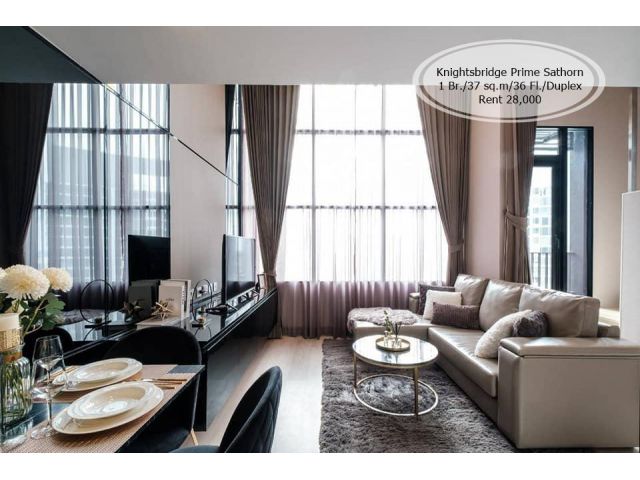 เช่า- Knightsbridge prime Sathorn / 1 นอน (Duplex) /37 ตรม./ชั้น 36 /ใกล้ BTS ช่องนนทรี เช่า 28,000