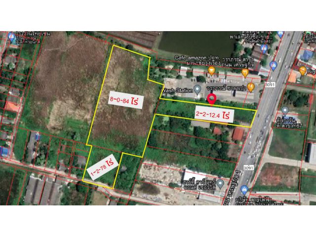 L39 ขายที่ดิน 12 ไร่ ผังสีม่วง ติดถนนเศรษฐกิจ คลองมะเดื่อ สมุทรสาคร ทำเลดี ราคาถูก