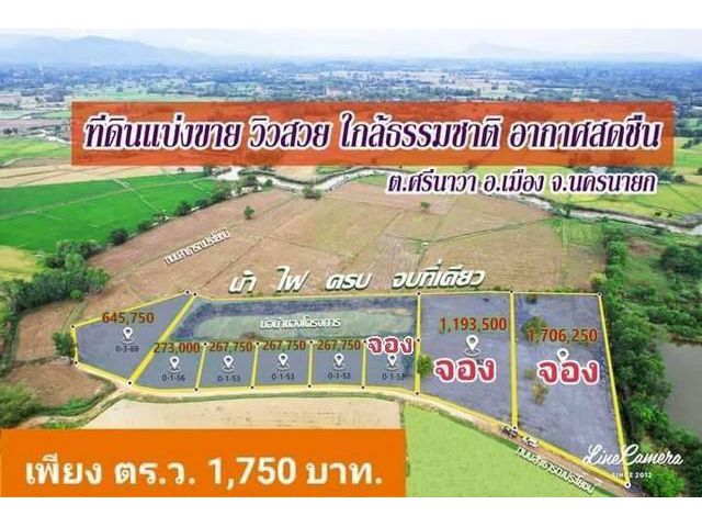 ขายที่ดินสวย ราคาดี มีวิวเขา ศรีนาวา เมืองนครนายก