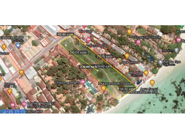 ขายที่ดินเปล่าติดหาดเฉวง เนื้อที่ 6-0-42 ไร่ ขายราคา 800 ล้านบาท