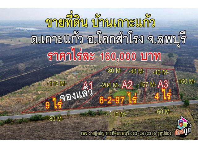 ที่ดินแบ่งขาย ราคาถูก เหลือ2 แปลงสุดท้าย อ.โคกสำโรง จ.ลพบุรี