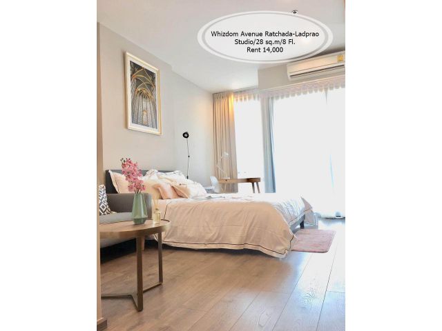 เช่า - Whizdom Avenue Ratchada-Ladprao /28 ตร.ม/ Studio /ชั้น 8 ติด MRT ลาดพร้าว เช่า 14,000