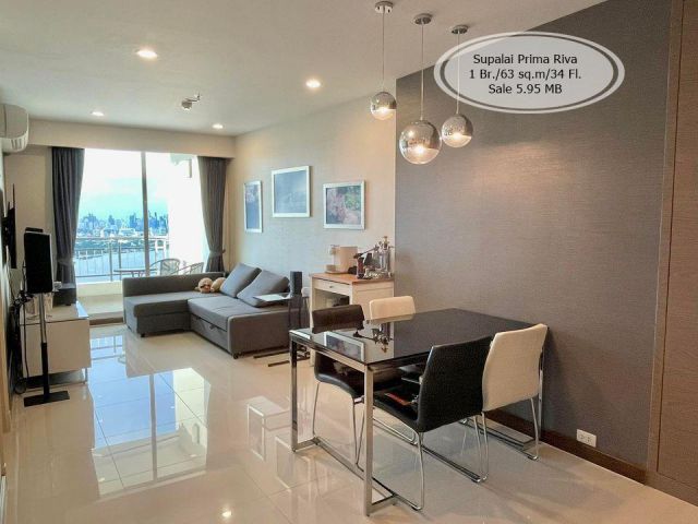 ขาย-Supalai Prima Riva/1 นอน/63 ตรม./ ชั้น 34 วิวแม่น้ำ ขาย 5.95 ล้าน