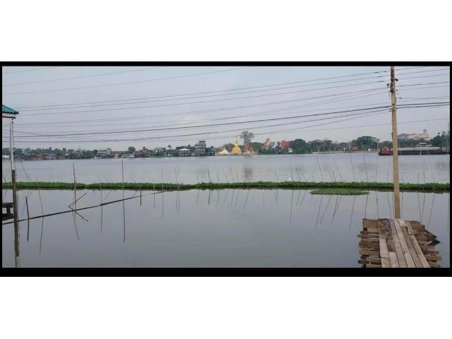 ขายที่ดินติดแม่น้ำเจ้าพระยาถมแล้วพร้อมบ้านสร้างใหม่ 2 ชั้น 2 ห้องนอน 2 ห้องน้ำ เนื้อที่ประมาณ 120 ตารางวา (มีโฉนด 80 ตาร