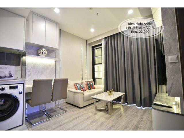 เช่า- Ideo Mobi Asoke /1 ห้องนอน /33 ตร.ม /ชั้น 29 ใกล้ MRT เพชรบุรี /เช่า 22,000