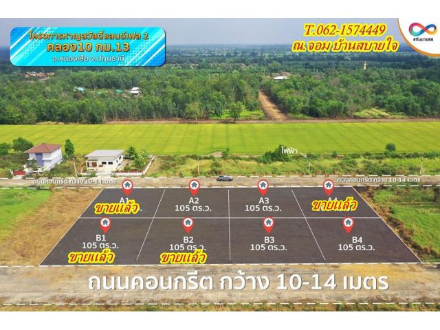 #จัดด่วน 4.แปลงสุดท้ายที่ดินใกล้เมืองหนองเสือT.062-1574449
