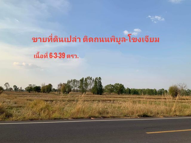 ที่ดินติดถนนเส้น 2222 พิบูล-โขงเจียม เนื้อที่ 6 ไร่ 3 งาน 39 ตรว.ห่างตัวอำเภอเพียง 4 กม.