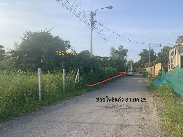 ขายที่ดินแปลงสวย 160 ตรว.โพธิ์แก้ว 3 แยก 25 ใกล้ซอยโยธินพัฒนา (เลียบด่วนรามอินทรา)