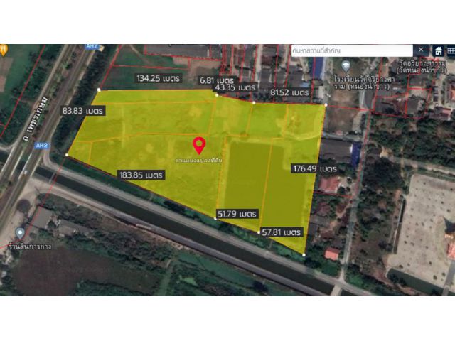 L51 ขายที่ดิน 22 ไร่ ติดถนนเพชรเกษม โพธาราม ราชบุรี ติดคลองชลประทาน ทำเลดี ราคาถูก