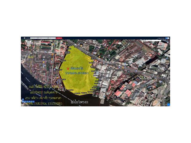 ✅ Land for sale, next to the Chao Phraya River, area 61 rai, 2 ngan, 16.80 sq wa. Filled, width 230 m. Orange Area,