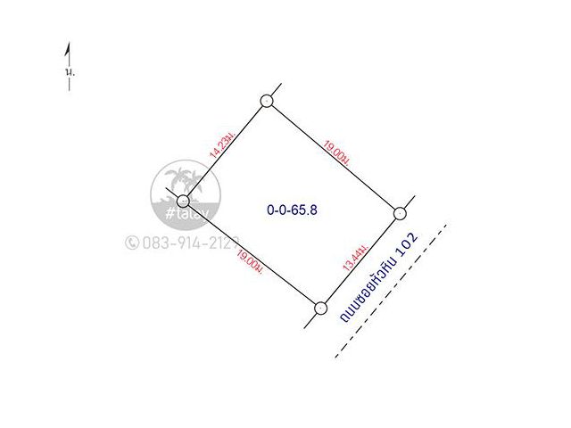 ขายที่ดินหัวหิน ติดถนนหลักซอย 102 เนื้อที่ 65.8 ตารางวา