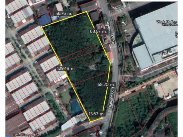 ให้แจ้งรหัส KRE-Z2-0014 ขายที่ดินพระราม2 ซอย50 เนื้อที่3-1-73ไร่