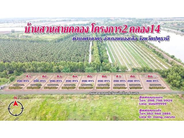 ที่ดินคลอง14 ปทุมธานี ขนาด 200-400 ตร.ว