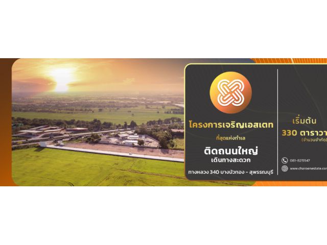 ที่ดินแบ่งขาย ติดถนนใหญ่ สาย 340 บางบัวทอง-สุพรรณ