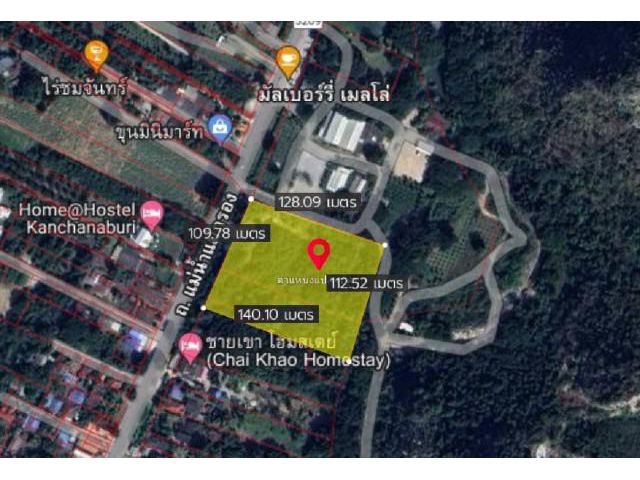 ขายด่วนที่ดินสวยด้านหน้าติดถนนด้านหลังติดภูเขา 9-0-72 ไร่ ใกล้ปั้มปดท.เขาแหลม อ.เมือง กาญจนบุรี