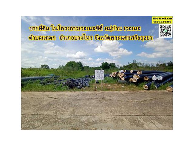 ขายที่ดิน ในโครงการเวเนสซิตี้ หมู่บ้านเวลเนส​   ตำบลแคตก​ อำเภอบางไทร​ จังหวัดพระนครศรีอยุธยา