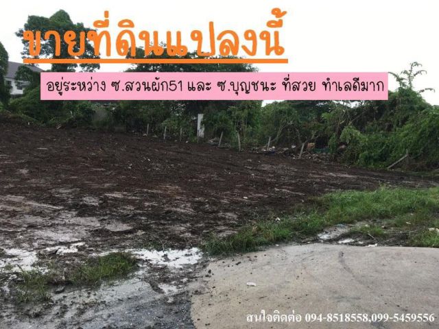 ขายที่ดินเปล่า เนื้อที่ 122 ตรว. อยู่ระหว่าง ซ.สวนผัก51 และ ซ.บุญชนะ ที่สวย ทำเลดีมาก สนใจโทร 094 851 8558