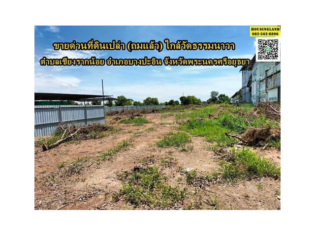 ขายด่วนที่ดินเปล่า (ถมแล้ว)ใกล้วัดธรรมนาวา ตำบลเชียงรากน้อย อำเภอบางปะอิน จังหวัดพระนครศรีอยุธยา