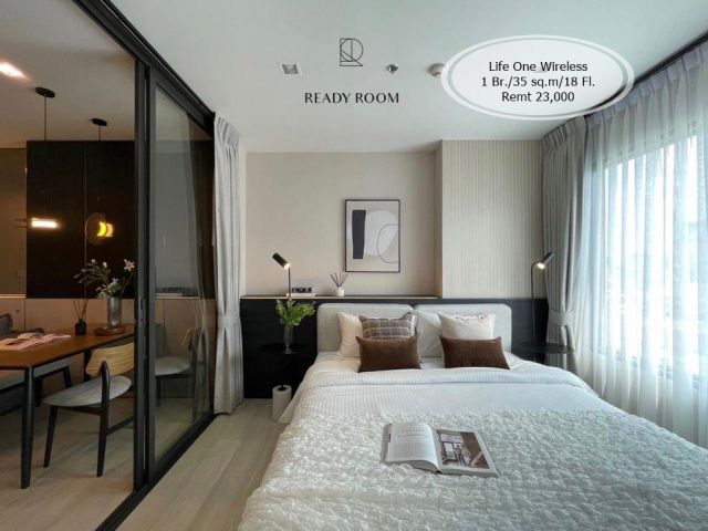 เช่า- Life One Wireless / 1 นอน / 35 ตร.ม. /ชั้น 18 ใกล้ BTS เพลินจิต  เช่า 23,000