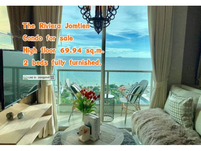 ขายถูก The Riviera Jomtien ชั้นสูง 69.94 ตรม. 2 นอน ห้องหรู พร้อมเฟอร์