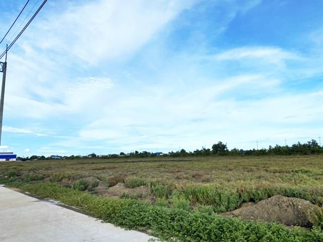 S407 ขายที่ดินสร้างโรงงาน  ขนาด 7-2-93.4 ไร่ สี่เหลี่ยมผืนผ้าสวยงาม  พร้อมถมแล้ว ใกล้ถนนพระราม 2  (ทางเข้าท่าฉลอม)