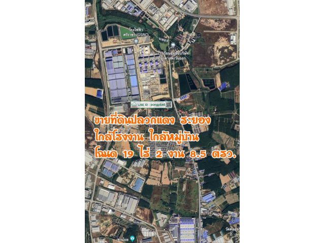 ขายที่ดินปลวกแดง ระยอง ใกล้โรงงาน ใกล้หมู่บ้าน 19 ไร่ 2 งาน 8.5 ตรว. ไร่ละ 3.5 ล้าน