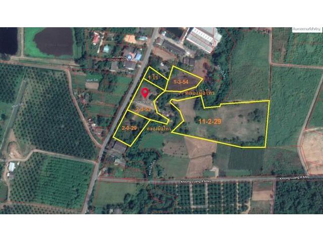 ขายที่ดินเปล่า 19 ไร่ พื้นทีสีเหลืองอ่อน เหมาะทำร้านอาหาร คาเฟ่ ลานกางเต็นท์  วิวสวยติดคลองมือไทร อำเภอบ่อทอง ชลบุรี