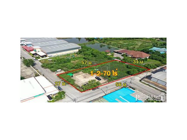ขายที่สวยสร้างโรงงาน 1.5 ไร่ ติดถนน 2 ด้าน แปลงมุมงดงาม ถมพร้อมสร้างหน้ากว้าง 56 ม. เทรลเลอร์ เข้าออก สบาย ใกล้คลองสี่วา