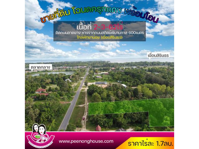 ขายที่ดินใกล้เขื่อนสิรินธร ห่างจากถนนสถิตย์พิมานกาล เพียง600เมตร