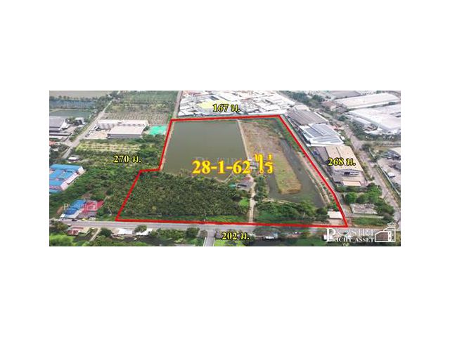 ขายที่สวยเด่น สร้างโรงงานได้ ทุกประเภท หน้ากว้าง 202 เมตร ขนาด 28 ไร่ 162 วา ติดคลอง ถนนกว้าง