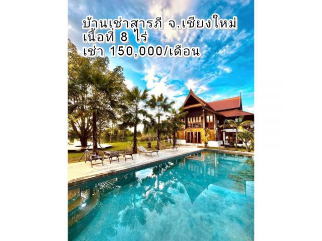 บ้านเช่าสารภี พลูวิลล่าหรู สไตล์รีสอร์ท เนื้อที่ 8 ไร่  (5 ห้องนอน 4 ห้องน้ำ)