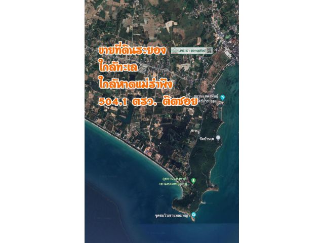 ขายที่ดินระยอง ใกล้ทะเล ใกล้หาดแม่รำพึง 504.1 ตรว. แบ่งได้ ที่ติดซอย